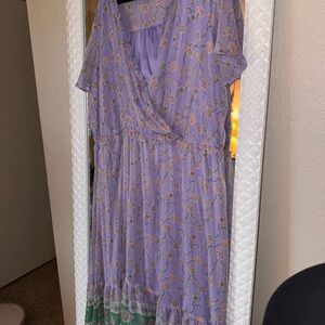LC Lauren Conrad Lavender and Teal Midi Dress